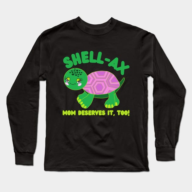 Cute Turtle Drawing Happy Mother's Day Funny Puns Gift Long Sleeve T-Shirt by JEA Jennifer Espina Arts